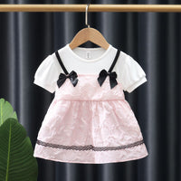 Load image into Gallery viewer, Baby Kid Girls Solid Color Bow Dresses Wholesale 230114496
