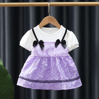 Load image into Gallery viewer, Baby Kid Girls Solid Color Bow Dresses Wholesale 230114496
