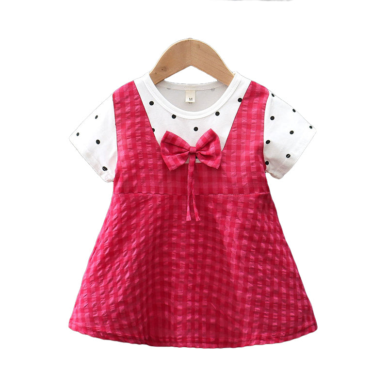 Baby Kid Girls Polka dots Bow Dresses Wholesale 230114502