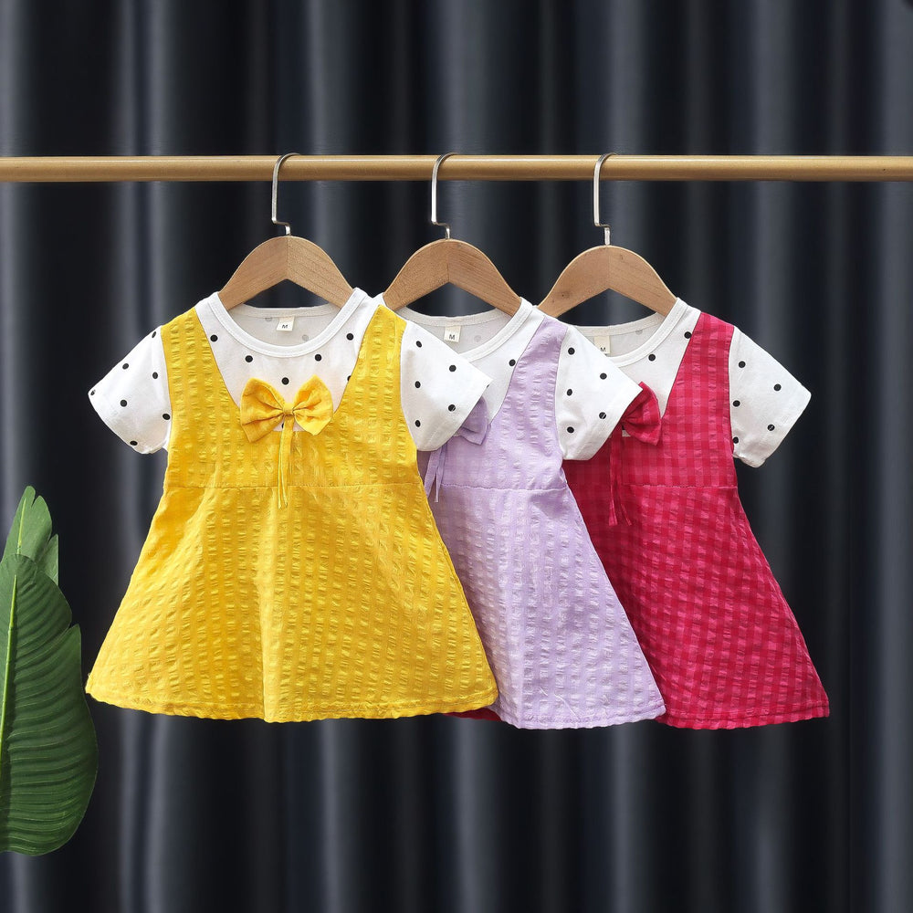 Baby Kid Girls Polka dots Bow Dresses Wholesale 230114502