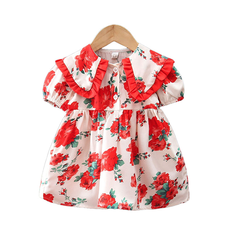 Baby Kid Girls Flower Print Dresses Wholesale 230114503