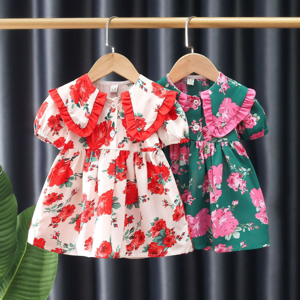 Baby Kid Girls Flower Print Dresses Wholesale 230114503