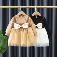 Load image into Gallery viewer, Baby Kid Girls Color-blocking Bow Lace Dresses Wholesale 230114536
