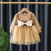 Load image into Gallery viewer, Baby Kid Girls Color-blocking Bow Lace Dresses Wholesale 230114536
