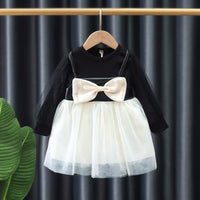 Load image into Gallery viewer, Baby Kid Girls Color-blocking Bow Lace Dresses Wholesale 230114536
