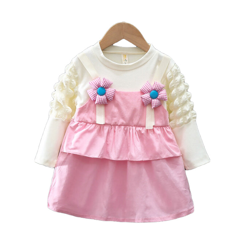 Baby Kid Girls Color-blocking Flower Dresses Wholesale 230114540
