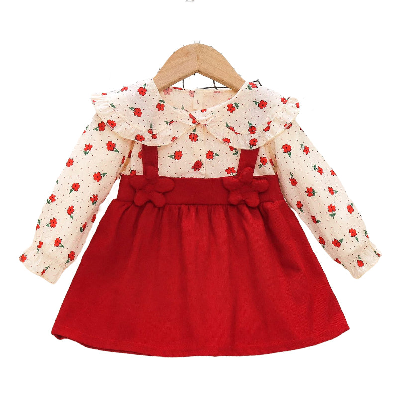 Baby Kid Girls Color-blocking Flower Dresses Wholesale 230114541