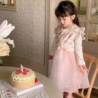 Load image into Gallery viewer, 2 Pieces Set Baby Kid Girls Color-blocking Dresses And Flower Vests Waistcoats Wholesale 230114543
