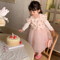 Load image into Gallery viewer, 2 Pieces Set Baby Kid Girls Color-blocking Dresses And Flower Vests Waistcoats Wholesale 230114543
