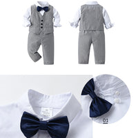 Load image into Gallery viewer, 3 Pieces Set Baby Kid Boys Birthday Party Bow Shirts Solid Color Vests Waistcoats And Color-blocking Jumpsuits Wholesale 230114552
