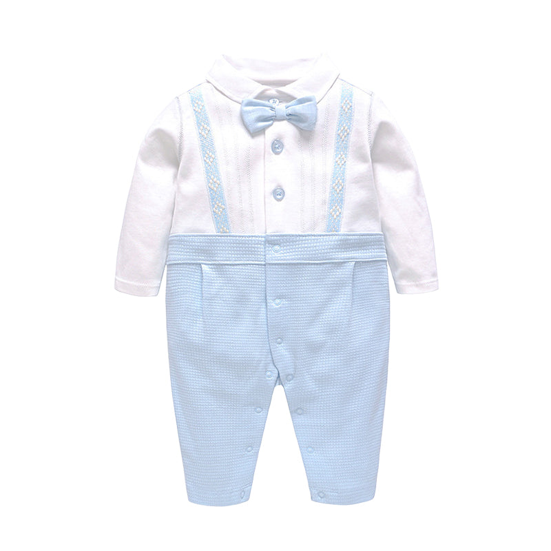 Baby Boys Color-blocking Bow Jumpsuits Wholesale 23011464