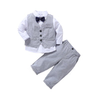 Load image into Gallery viewer, 3 Pieces Set Baby Kid Boys Bow Shirts And Solid Color Vests Waistcoats And Pants Wholesale 23011470
