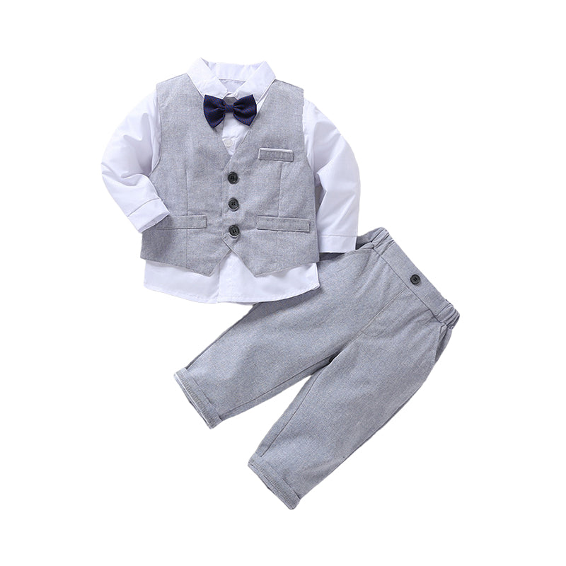 3 Pieces Set Baby Kid Boys Bow Shirts And Solid Color Vests Waistcoats And Pants Wholesale 23011470