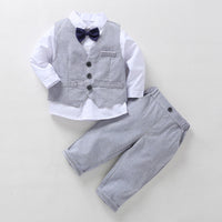 Load image into Gallery viewer, 3 Pieces Set Baby Kid Boys Bow Shirts And Solid Color Vests Waistcoats And Pants Wholesale 23011470

