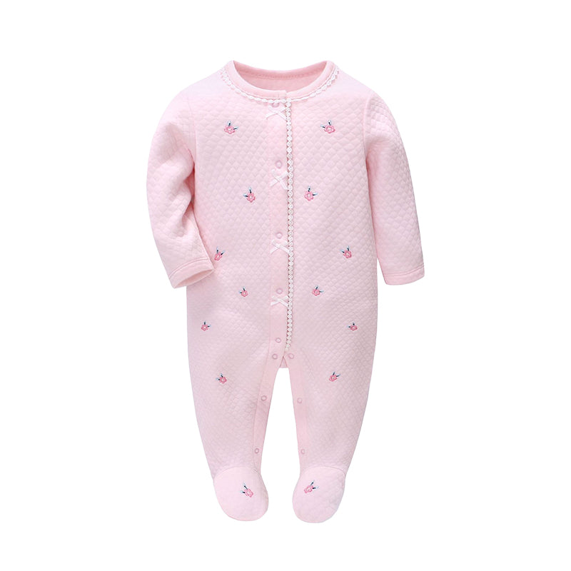 Baby Girls Flower Embroidered Jumpsuits Wholesale 23011473