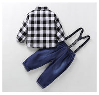 Load image into Gallery viewer, 2 Pieces Set Baby Kid Boys Checked Tops And Color-blocking Jumpsuits Wholesale 23011483
