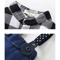 Load image into Gallery viewer, 2 Pieces Set Baby Kid Boys Checked Tops And Color-blocking Jumpsuits Wholesale 23011483
