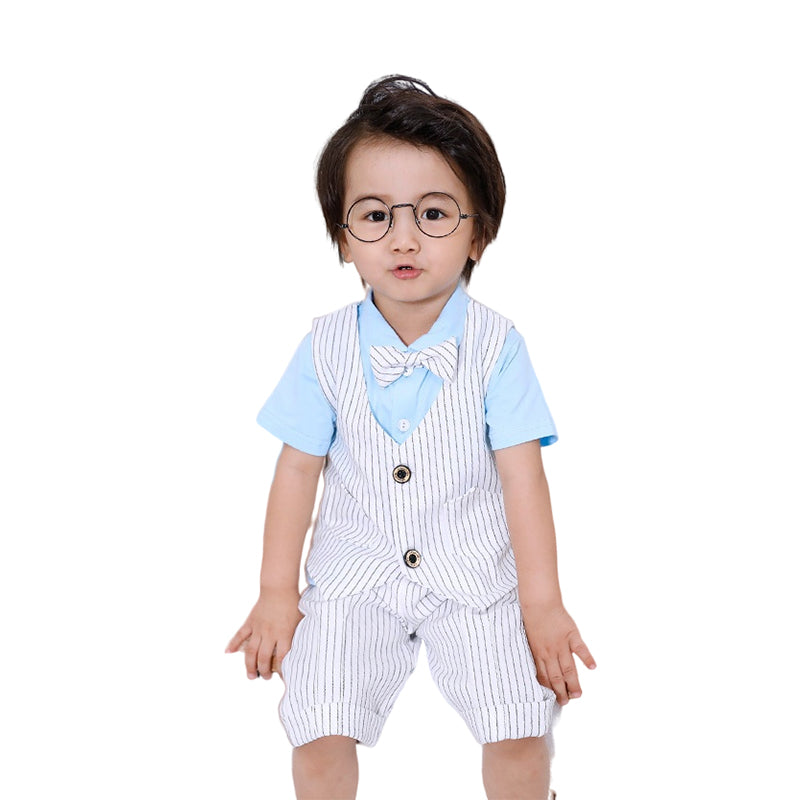 3 Pieces Set Baby Kid Boys Birthday Party Solid Color Bow Shirts Striped Vests Waistcoats And Pants Wholesale 23011489