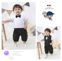 Load image into Gallery viewer, 2 Pieces Set Baby Boys Birthday Party Bow Jumpsuits And Striped Vests Waistcoats Wholesale 23011491
