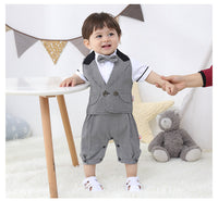 Load image into Gallery viewer, 2 Pieces Set Baby Boys Birthday Party Bow Jumpsuits And Striped Vests Waistcoats Wholesale 23011491
