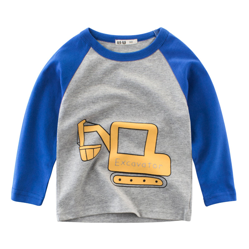 Baby Kid Unisex Color-blocking Car Print Tops Wholesale 23012910