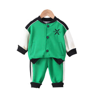 Load image into Gallery viewer, 2 Pieces Set Baby Kid Boys Letters Embroidered Jackets Outwears And Color-blocking Pants Wholesale 230129166
