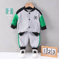 Load image into Gallery viewer, 2 Pieces Set Baby Kid Boys Letters Embroidered Jackets Outwears And Color-blocking Pants Wholesale 230129166
