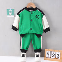 Load image into Gallery viewer, 2 Pieces Set Baby Kid Boys Letters Embroidered Jackets Outwears And Color-blocking Pants Wholesale 230129166
