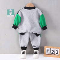 Load image into Gallery viewer, 2 Pieces Set Baby Kid Boys Letters Embroidered Jackets Outwears And Color-blocking Pants Wholesale 230129166
