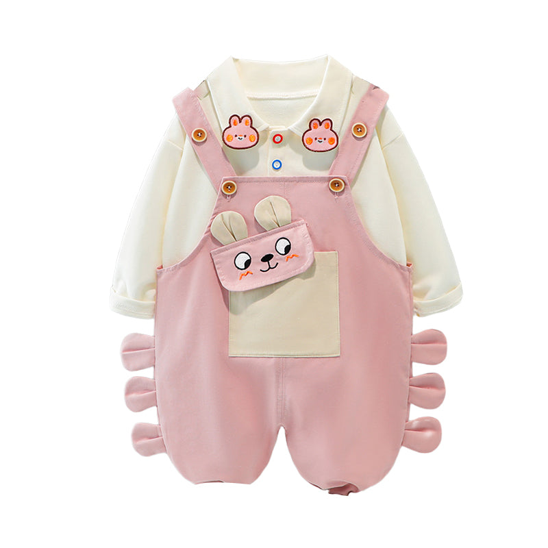 2 Pieces Set Baby Kid Unisex Cartoon Tops And Embroidered Jumpsuits Wholesale 230129178