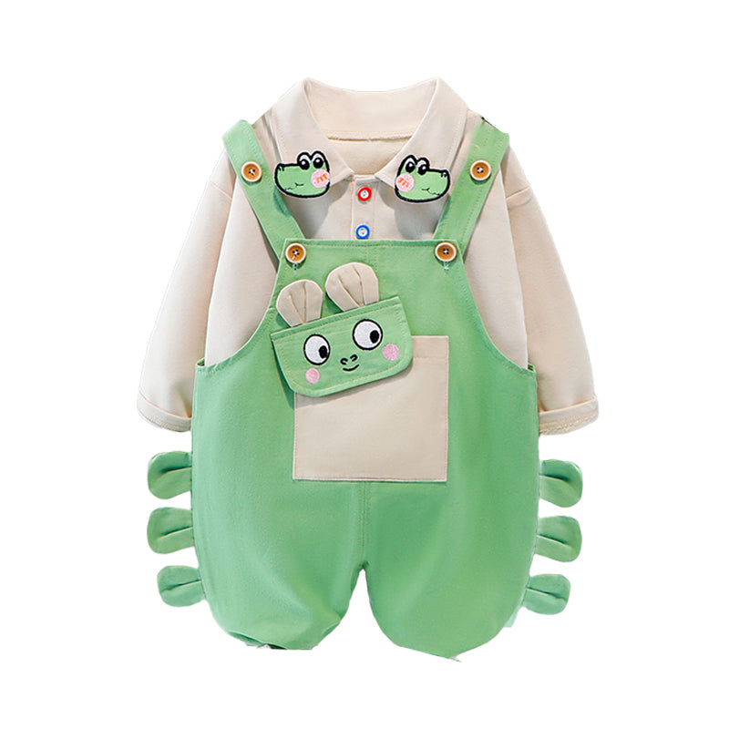 2 Pieces Set Baby Kid Unisex Cartoon Tops And Embroidered Jumpsuits Wholesale 230129178