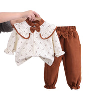 Load image into Gallery viewer, 2 Pieces Set Baby Kid Girls Bow Tops And Solid Color Pants Wholesale 230129229
