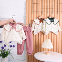 Load image into Gallery viewer, 2 Pieces Set Baby Kid Girls Bow Tops And Solid Color Pants Wholesale 230129229
