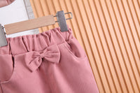 Load image into Gallery viewer, 2 Pieces Set Baby Kid Girls Bow Tops And Solid Color Pants Wholesale 230129229
