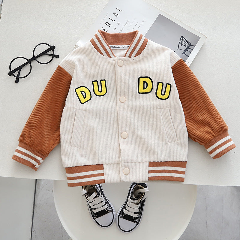 Baby Kid Boys Striped Letters Color-blocking Jackets Outwears Wholesale 230129257