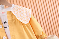 Load image into Gallery viewer, 3 Pieces Set Baby Kid Girls Expression Print Tops And Bow Jackets Outwears And Solid Color Pants Wholesale 230129308
