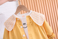 Load image into Gallery viewer, 3 Pieces Set Baby Kid Girls Expression Print Tops And Bow Jackets Outwears And Solid Color Pants Wholesale 230129308
