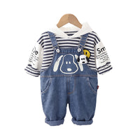 Load image into Gallery viewer, 2 Pieces Set Baby Kid Boys Striped Print Hoodies Sweatshirts And Cartoon Jumpsuits Wholesale 230129343
