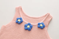Load image into Gallery viewer, 3 Pieces Set Baby Kid Girls Solid Color Tops Flower Crochet Vests Waistcoats And Lace Jeans Wholesale 230129351
