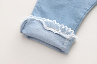 Load image into Gallery viewer, 3 Pieces Set Baby Kid Girls Solid Color Tops Flower Crochet Vests Waistcoats And Lace Jeans Wholesale 230129351
