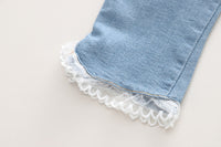 Load image into Gallery viewer, 3 Pieces Set Baby Kid Girls Solid Color Tops Flower Crochet Vests Waistcoats And Lace Jeans Wholesale 230129351
