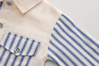 Load image into Gallery viewer, 3 Pieces Set Baby Kid Boys Letters Cartoon Print Tops Striped Jackets Outwears And Solid Color Jeans Wholesale 230129357
