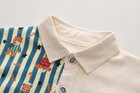 Load image into Gallery viewer, 2 Pieces Set Baby Kid Boys Striped Cartoon Print Shirts And Solid Color Pants Wholesale 230129362

