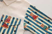 Load image into Gallery viewer, 2 Pieces Set Baby Kid Boys Striped Cartoon Print Shirts And Solid Color Pants Wholesale 230129362
