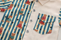 Load image into Gallery viewer, 2 Pieces Set Baby Kid Boys Striped Cartoon Print Shirts And Solid Color Pants Wholesale 230129362
