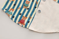 Load image into Gallery viewer, 2 Pieces Set Baby Kid Boys Striped Cartoon Print Shirts And Solid Color Pants Wholesale 230129362
