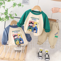Load image into Gallery viewer, 2 Pieces Set Baby Kid Boys Letters Cartoon Print Hoodies Sweatshirts And Solid Color Pants Wholesale 230129393
