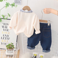 Load image into Gallery viewer, 2 Pieces Set Baby Kid Boys Checked Bow Tops And Solid Color Pants Wholesale 230129394
