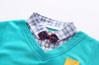 Load image into Gallery viewer, 2 Pieces Set Baby Kid Boys Checked Bow Tops And Solid Color Pants Wholesale 230129394
