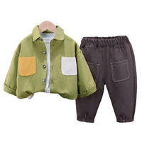 Load image into Gallery viewer, 3 Pieces Set Baby Kid Boys Solid Color Shirts And Tops And Pants Wholesale 230129416

